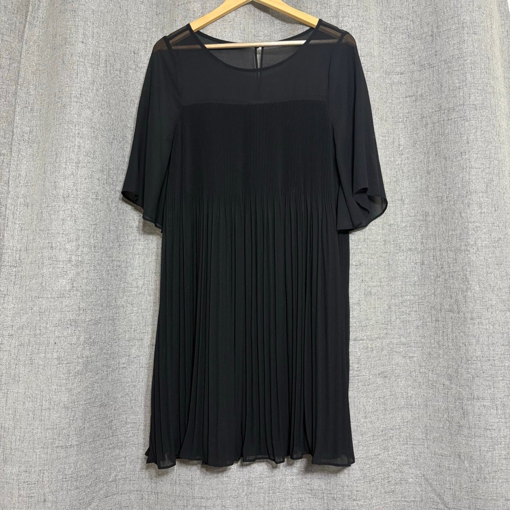 Maeve Dress Women 6 Black Swing Pleated Short Sheer Lined Whimsygoth - Picture 1 of 7